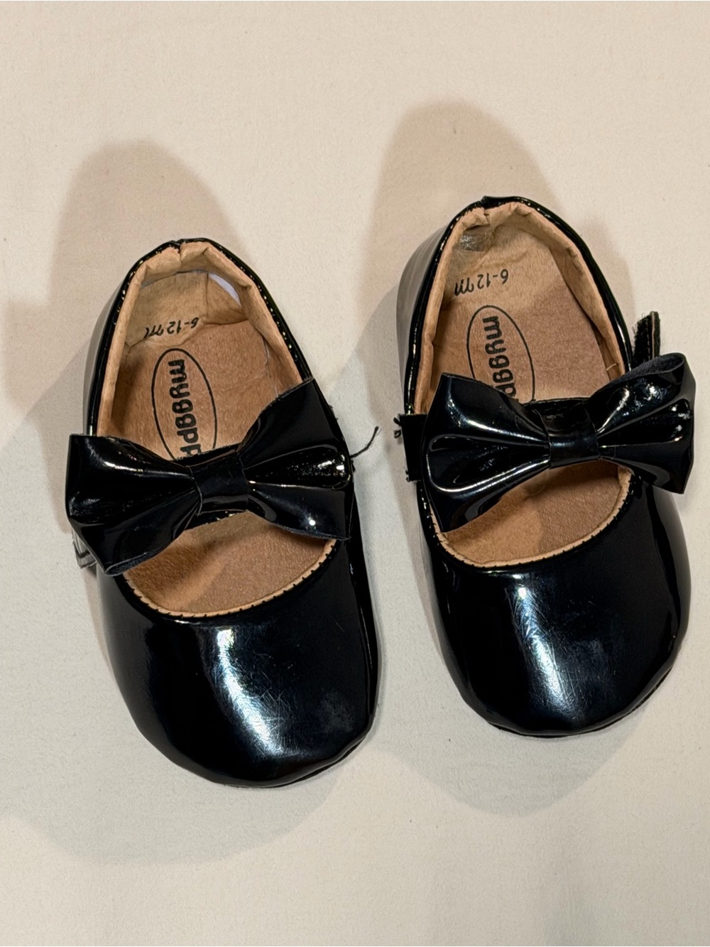 Black Patent Bow Baby Shoes